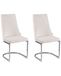 Set of 2 Velvet Dining Chairs Off-white ALTOONA