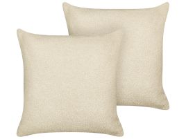 Set of 2 Boucle Cushions 45x45cm Beige
