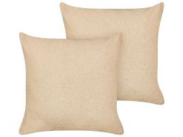 Set of 2 Boucle Cushions 60x60cm Sand Beige
