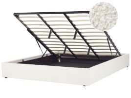 Boucle EU Super King Size Ottoman Bed Off-White DINAN