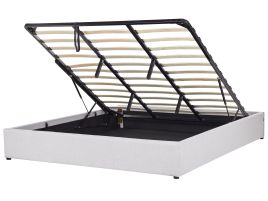 Fabric EU Super King Size Ottoman Bed Light Grey DINAN