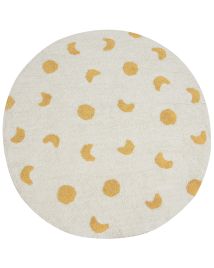 Round Cotton Area Rug 140cm Light Beige