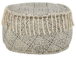Cotton Pouffe 50 x 30 cm Beige and Black SONATI