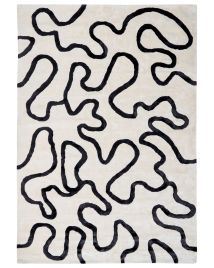 Viscose Area Rug Abstract Pattern 160x230cm White and Black