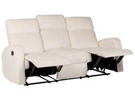 3 Seater Velvet Manual Recliner Sofa White VERDAL