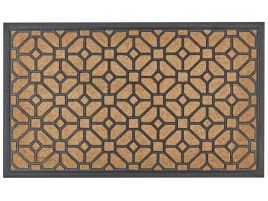 Coir Doormat Geometric Pattern Natural and Black