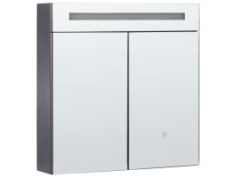 Bathroom Wall Mounted Mirror Cabinet with LED 60 x 60 cm Black JARAMILLO