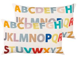Set of 2 Cotton Kids Cushions Alphabet Motif 30x50cm Multicolour