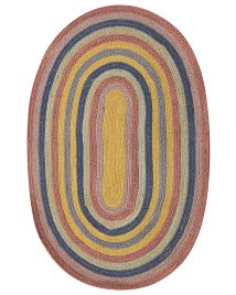 Oval Jute Area Rug 70x100cmcm Multicolour