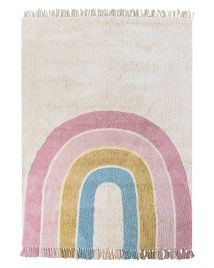 Cotton Kids Rug Rainbow Pattern 140x200cm Beige and Multicolour