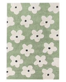 Cotton Kids Rug Floral Pattern 140x200cm Green