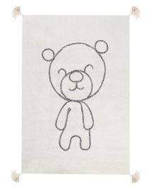 Cotton Kids Rug Teddy Bear Print 140x200cm Beige