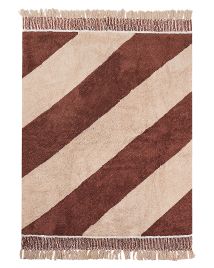Cotton Area Rug Striped 140x200cm Brown and Beige