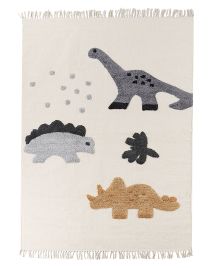 Cotton Kids Area Rug Dinosaurs Print 140x200cm Beige