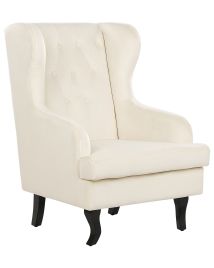 Velvet Fabric Wingback Chair Off-White ALTA