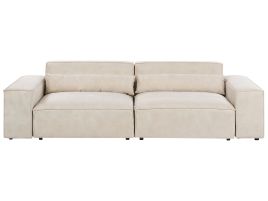 2 Seater Modular Velvet Sofa Beige HELLNAR
