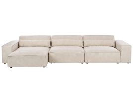 3 Seater Modular Velvet Sofa with Ottoman Beige HELLNAR