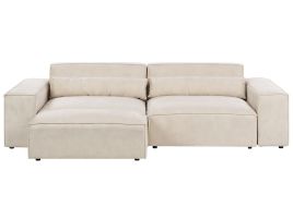 2 Seater Modular Velvet Sofa with Ottoman Beige HELLNAR
