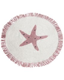 Cotton Kids Rug with Star Motif 120cm Off - White
