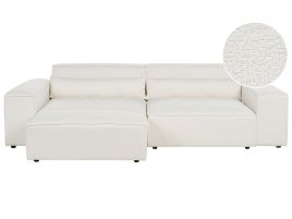 2 Seater Modular Boucle Sofa with Ottoman White HELLNAR