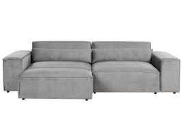 2 Seater Modular Fabric Sofa with Ottoman Grey HELLNAR
