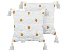 Set of 2 Cotton Cushions 45x45cm White