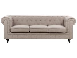 3 Seater Fabric Sofa Taupe CHESTERFIELD