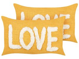 2 Cotton Cushions 30x50cm Yellow