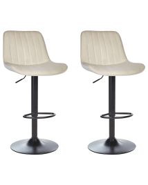 Set of 2 Swivel Velvet Bar Stools Light Beige DUBROVNIK
