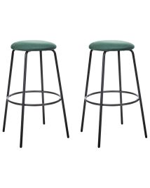Set of 2 Velvet Bar Stools Green MORTON