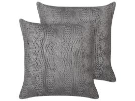Set of 2 Cotton Cushions 45x45cm Grey