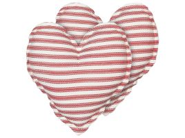 Set of 2 Cotton Heart Cushions 45x45cm White and Red