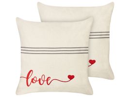 Set of 2 Cotton Cushions 45x45cm Beige