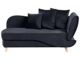 Right Hand Velvet Chaise Lounge with Storage Black MERI II