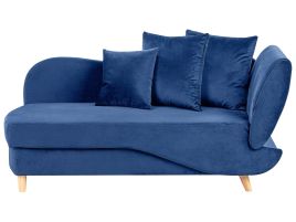 Right Hand Velvet Chaise Lounge with Storage Blue MERI II