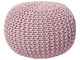 Cotton Knitted Pouffe 50 x 35 cm Pink CONRAD