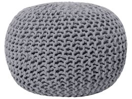 Cotton Knitted Pouffe 50 x 35 cm Grey CONRAD