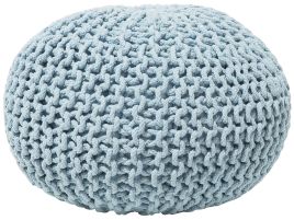 Cotton Knitted Pouffe 50 x 35 cm Light Blue CONRAD