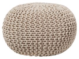 Cotton Knitted Pouffe 40 x 25 cm Beige CONRAD