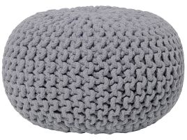 Cotton Knitted Pouffe 40 x 25 cm Dark Grey CONRAD