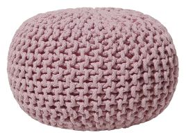 Cotton Knitted Pouffe 40 x 25 cm Pink CONRAD