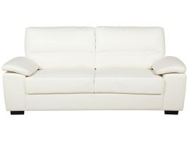 3 Seater Faux Leather Sofa Cream VOGAR