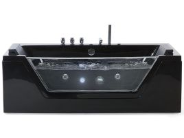 Whirlpool Bath with LED 1740 mm Black SAMANA