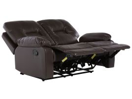 2 Seater Faux Leather Manual Recliner Sofa Brown BERGEN
