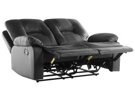 2 Seater Faux Leather Manual Recliner Sofa Black BERGEN