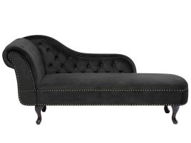 Left Hand Chaise Lounge Velvet Black NIMES