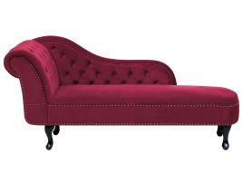 Left Hand Chaise Lounge Velvet Burgundy NIMES