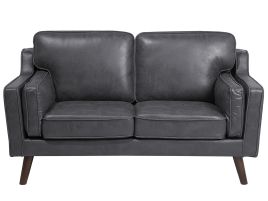 2 Seater Sofa Faux Leather Grey LOKKA
