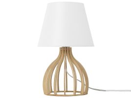 Wooden Table Lamp Light Wood and White AGUEDA