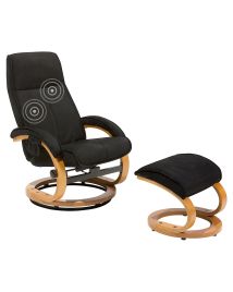 Recliner Chair with Footstool Black HERO